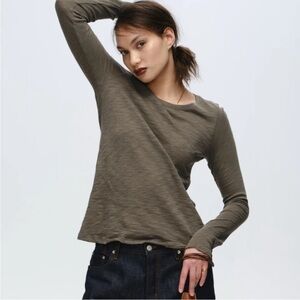 ATM Slub Jersey Long Sleeve Destroyed Wash Tee Army Green T-Shirt